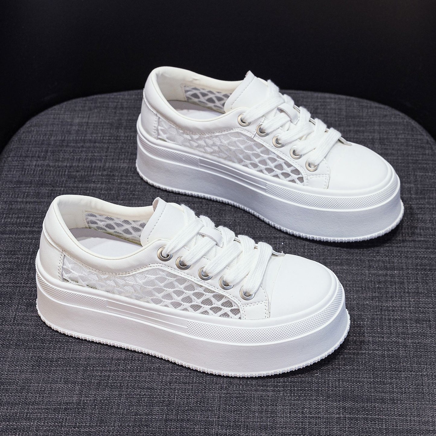 Women's Mesh Breathable Platform Elevator Wild Sports Casual Shoes