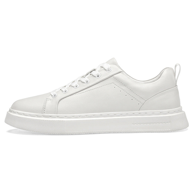 Top Layer Cowhide Large Size Thick Bottom Light White Versatile Men's Board Shoes