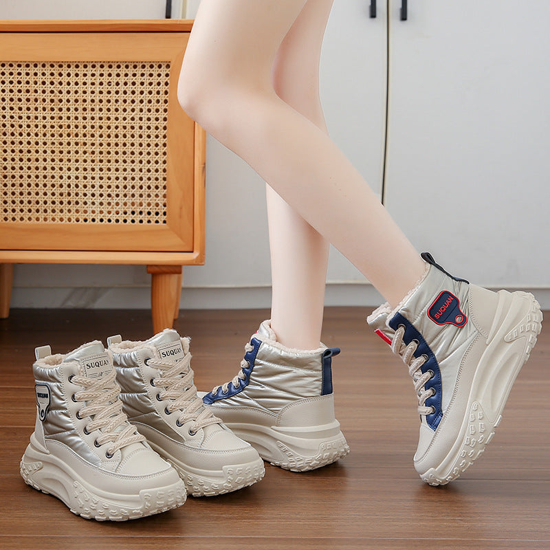 Women's Female Korean Style Winter Cotton Thick Bottom Women's Shoes