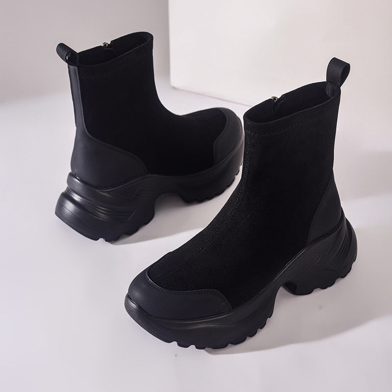 Women's Veet Cocoa Dolphin Free Retro Stretch Thick Bottom Women's Leather Boots