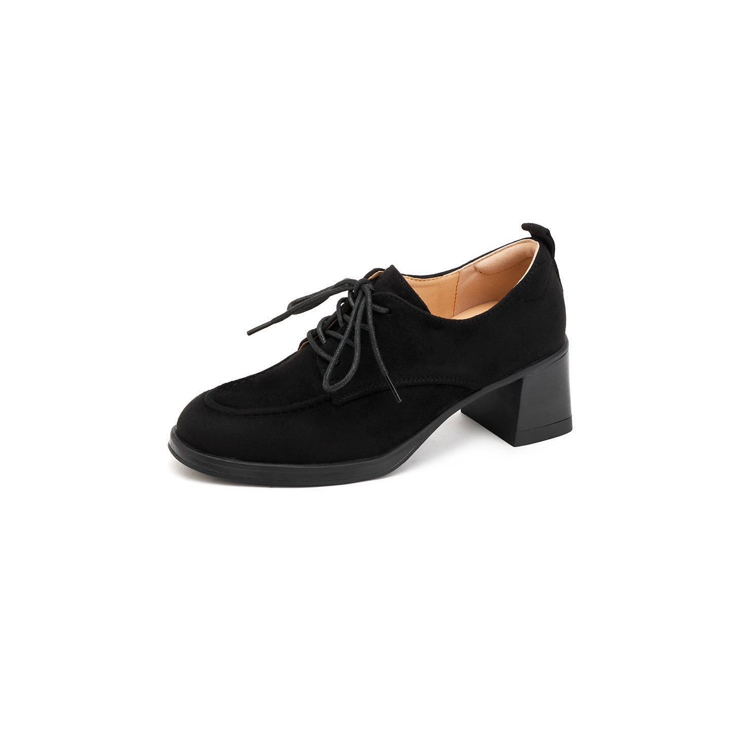 Cowhide Platform Pumps British Style Black Heels