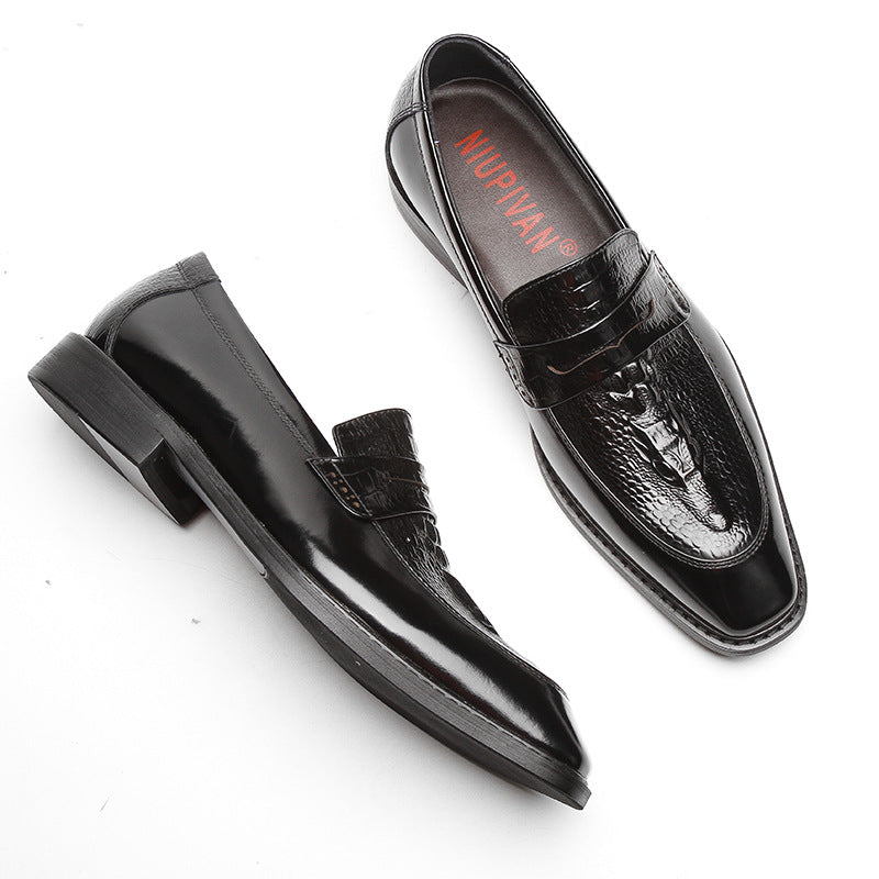Men's Formal Three-dimensional Faucet Embossed Ethnic Style Leather Shoes