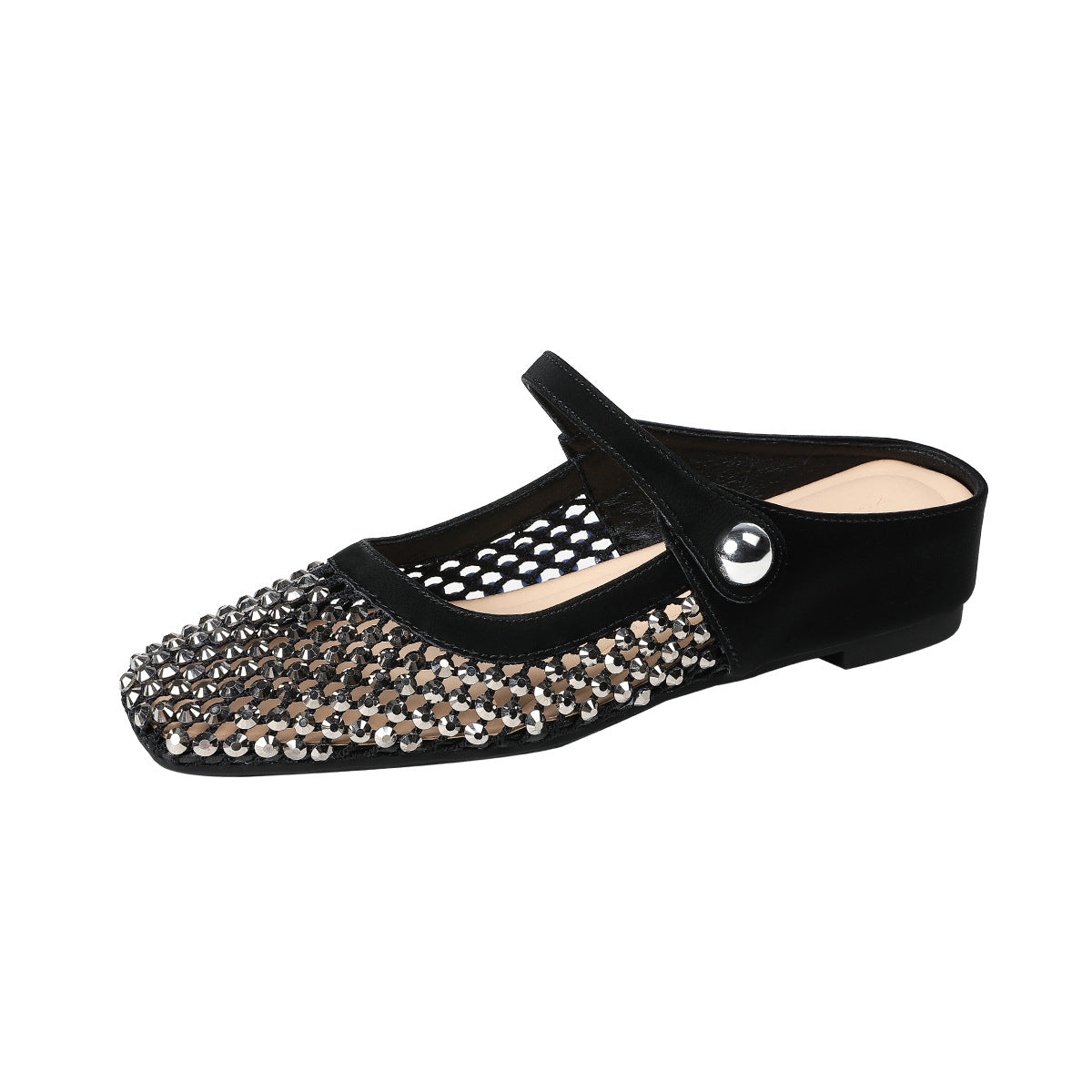 Women's Weaving Hollow Height Increasing Insole Back Open One Strap Flat Sandals