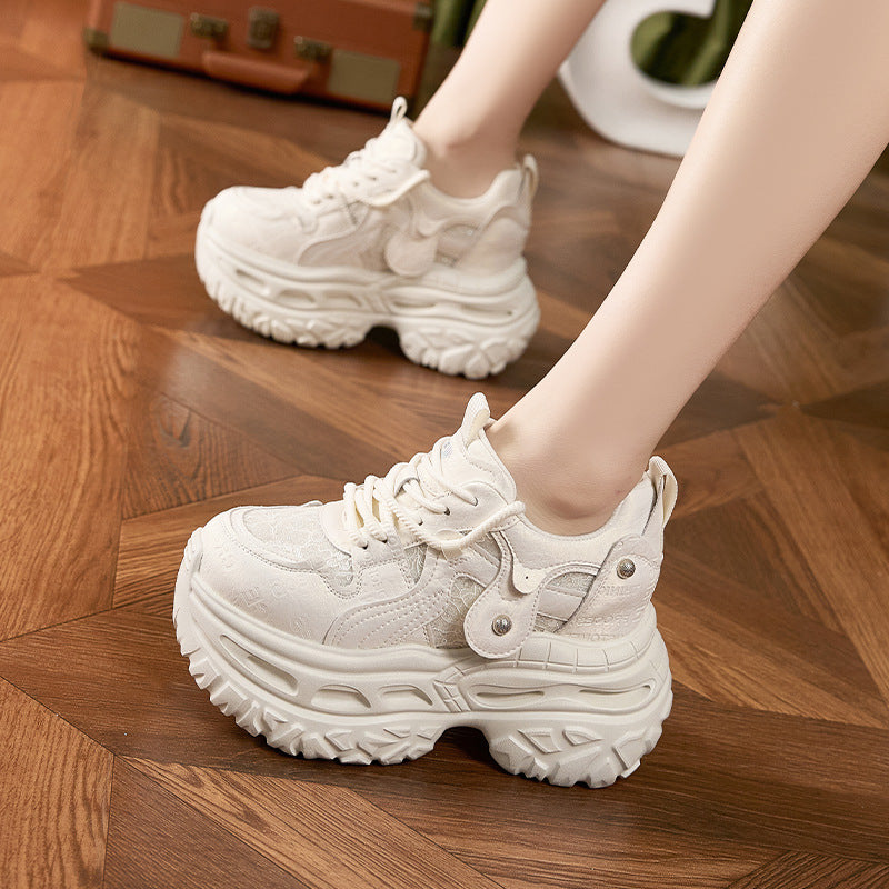 Women's Platform Dad Spring Fashion Mesh Portable Height Increasing Women's Sports Shoes