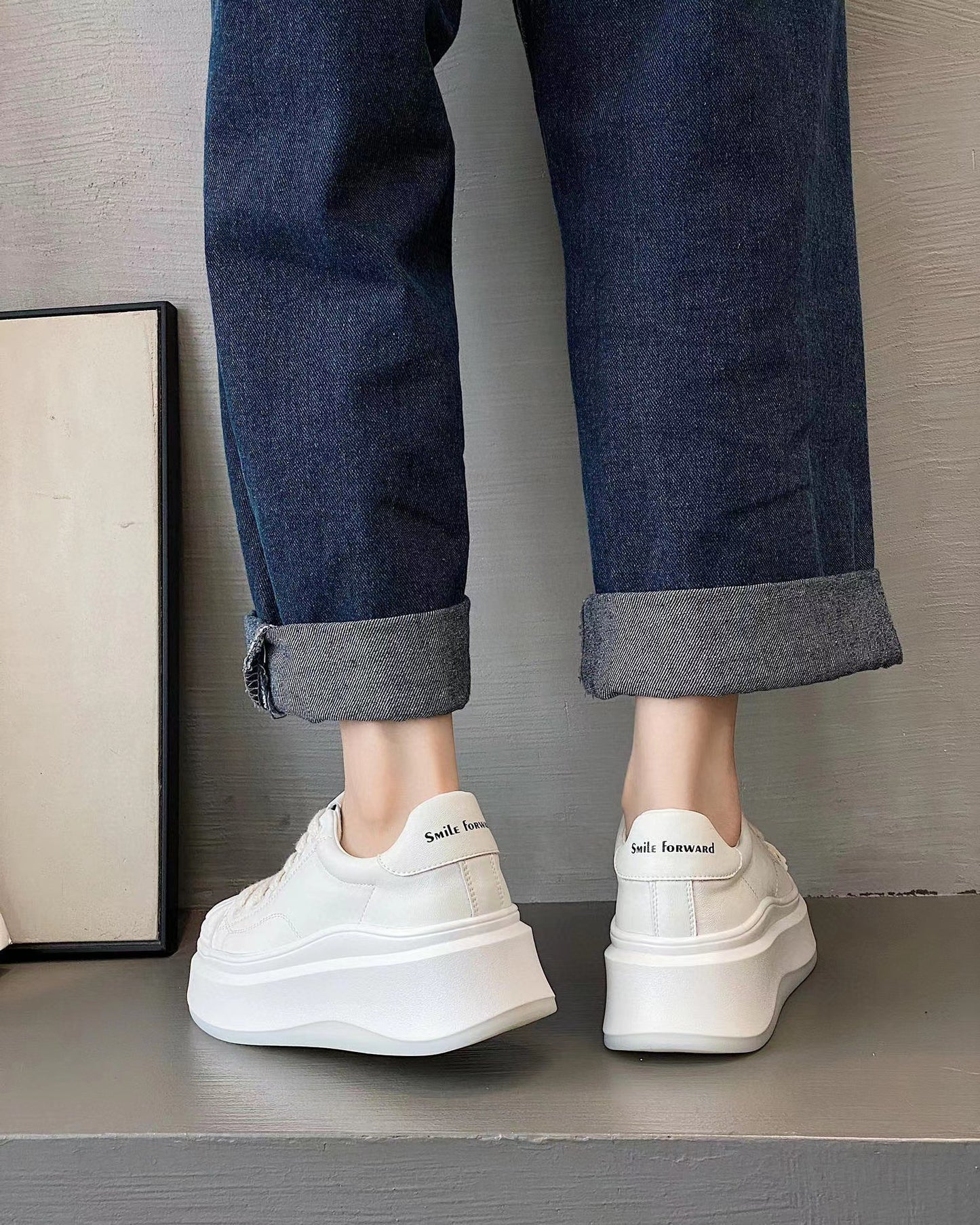 Women's White Platform Dad Autumn Breathable Comfortable Men's Shoes