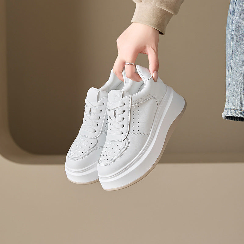 Muffin Platform White Korean Style Versatile Stylish Height Sneakers
