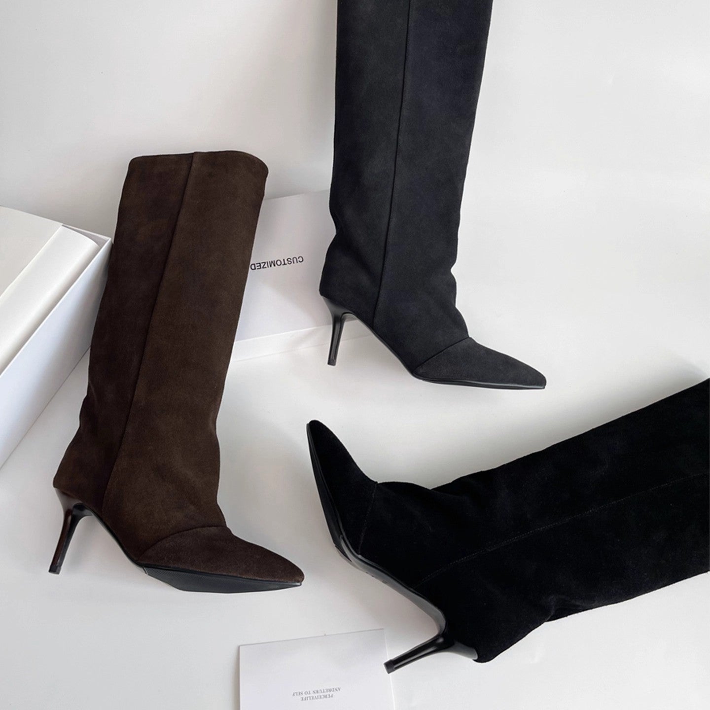 Women's Elegant Wide Slimming High-heel Below The Knee Women's Fashion Shoes