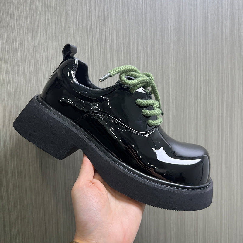 Men's Head Winter Leisure Light People Thick-soled British Style Round Men's Casual Leather Shoes