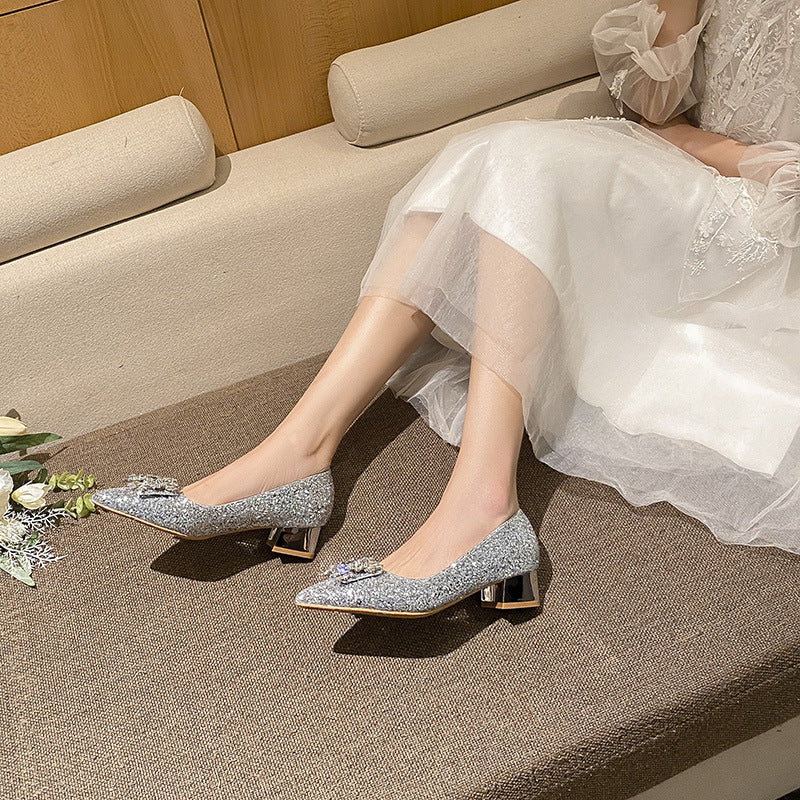 Women's Kitten Square Buckle Wedding Bridesmaid Plus Women's Fashion Shoes