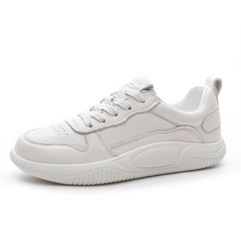 Women's Layer Cowhide Easy Wear Flat Pumps Casual Shoes