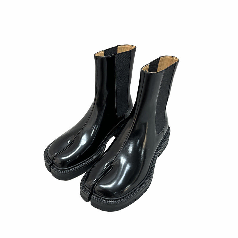 Women's British Style Horseshoe Short Stretch Personality Design Chelsea Women's Leather Boots