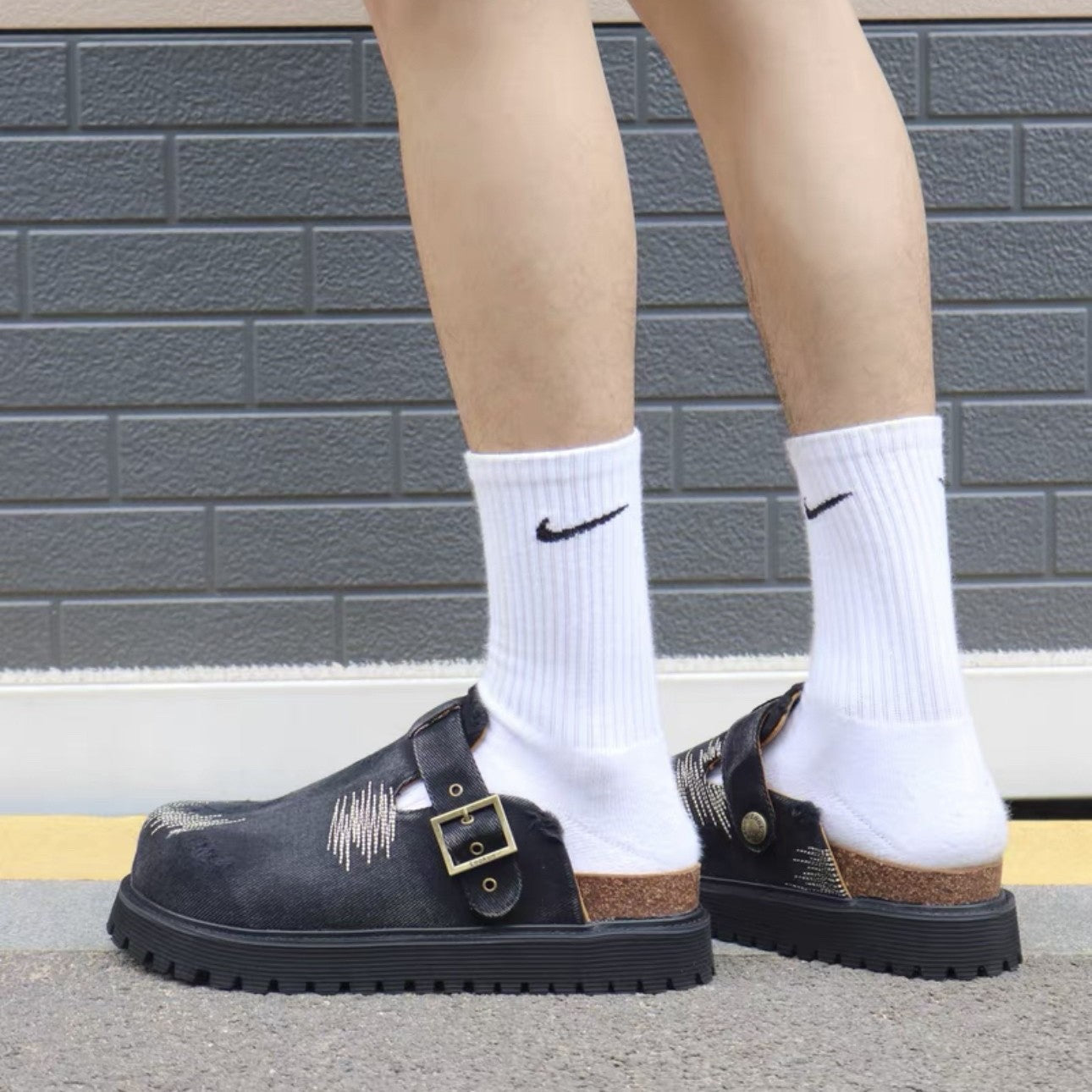 Retro Distressed Pump Couple Summer Flat Thick-soles Slippers