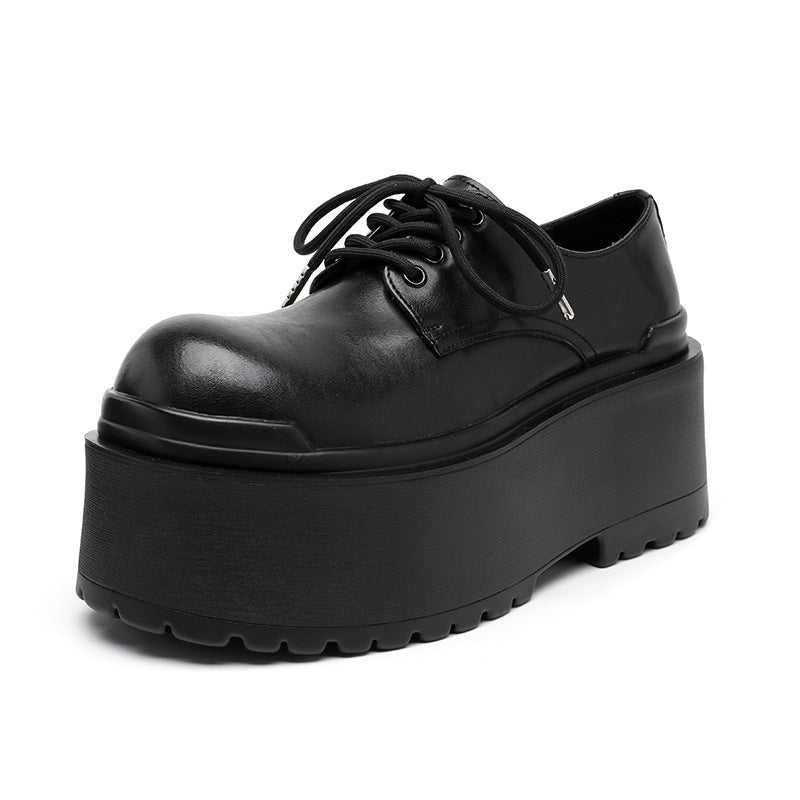 Men's Thick Bottom Derby Big Head British Men's Casual Leather Shoes