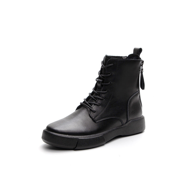 Women's Size Retro Back Double Zipper Flat Ankle Soft Bottom Boots