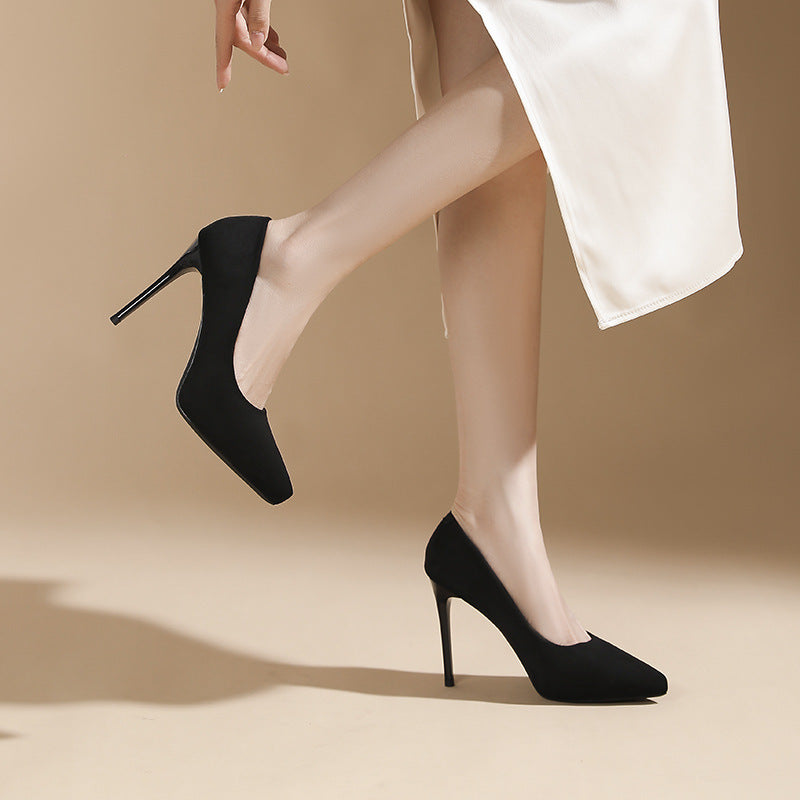 Elegant Pointed Toe Pumps Height Increasing Insole Waterproof Platform High Heels