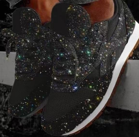 Women's Muffin Sequin Breathable Rhinestone Platform Plus Sneakers