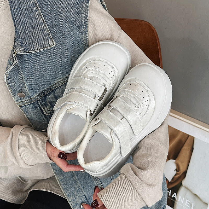 Women's Toe Doll Head Ugly Cute Bread Genuine Platform White Women's Casual Shoes