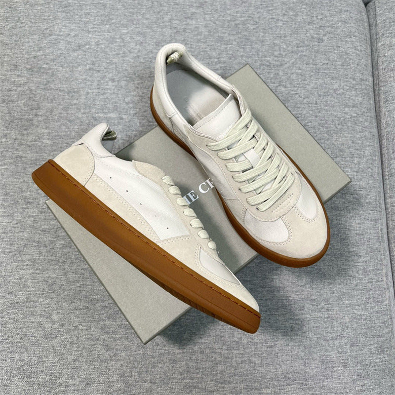 Training Round Toe Cowhide Flat Bottom Comfort Retro Casual Shoes