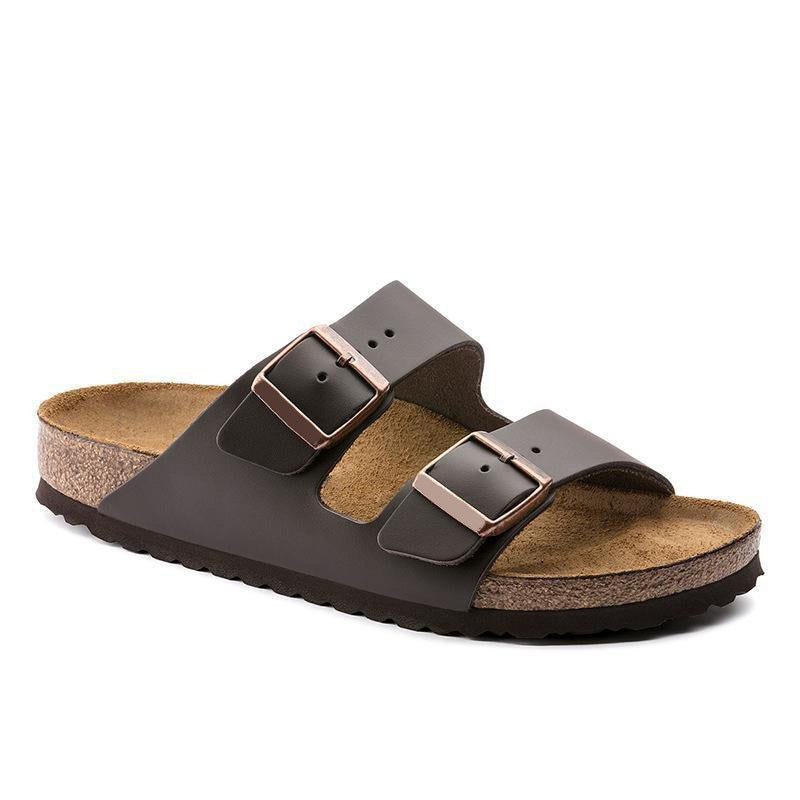 Women's & Men's Full Cowhide Summer Genuine Cork Platform Slippers