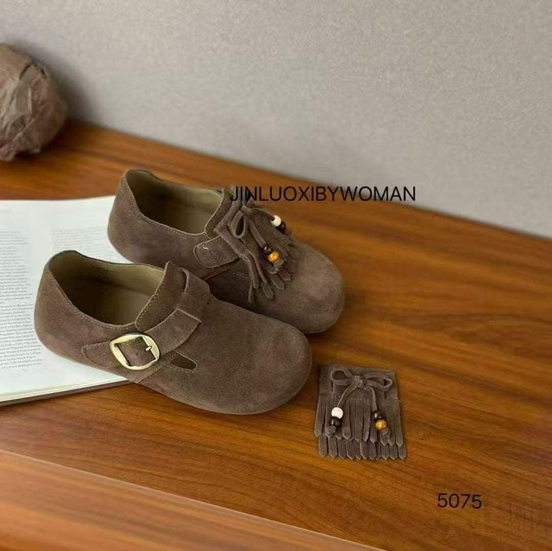 Women's Spring Tassel Removable Thick Bottom Full Wrap Women's Casual Shoes
