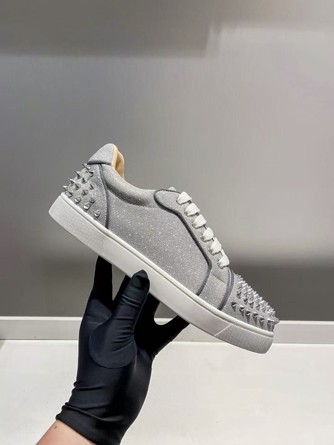 Men's Red Sole Board Sequined Rivet Trendy Versatile Women's Casual Shoes