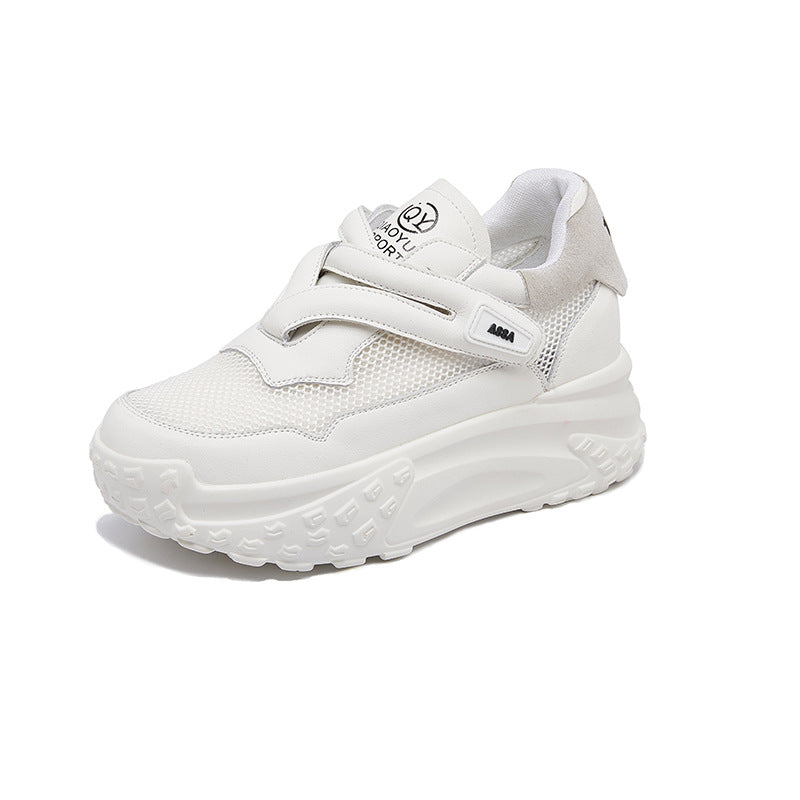 Women's Korean Velcro Platform White Height Increasing Insole Women's Casual Shoes