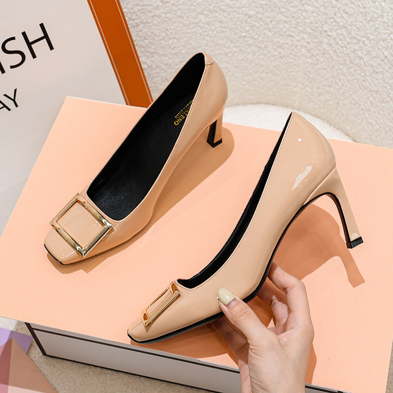 Women's Buckle Mid Spring French Style Vintage Women's Fashion Shoes