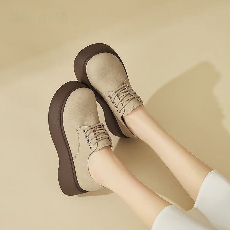 Women's Platform Female Heightened Single Layer Soft Versatile Not Tired Feet Loafers