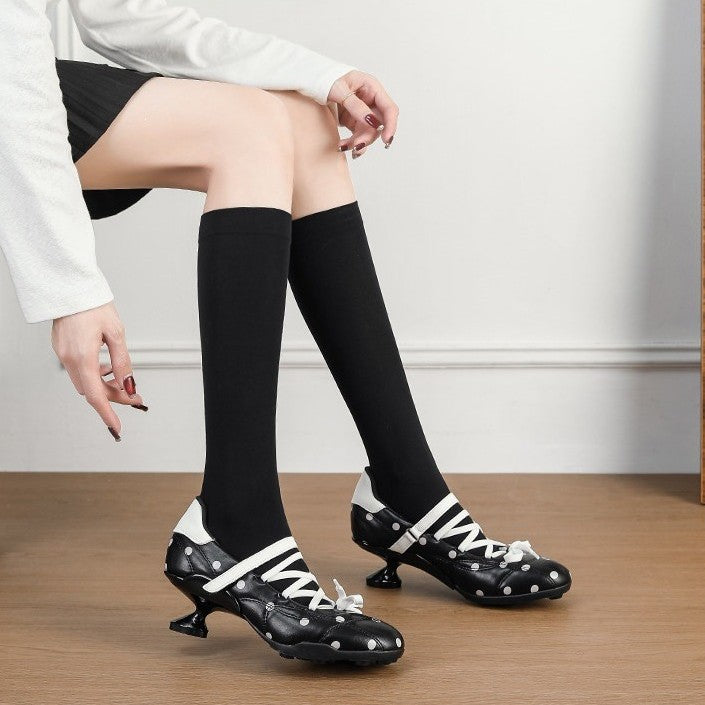 French Black Ballet Mary Jane Shaped Heels