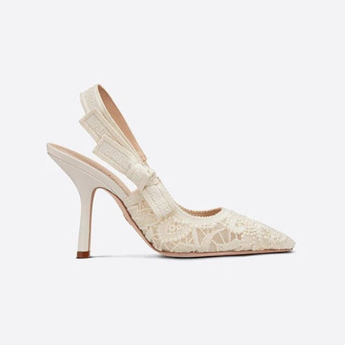 Women's Flat White Lace Embroidered Wedding Bridesmaid Kitten High Heeled Sandals