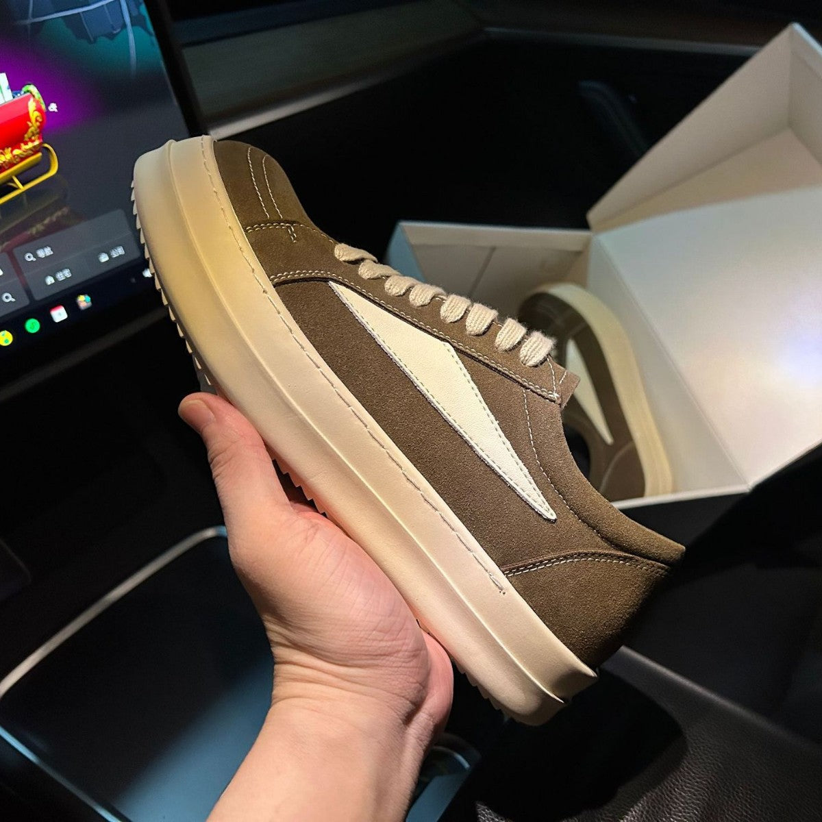 Triangle Increased Genuine Board Design Retro Patchwork Thick Bottom Men's Casual Shoes