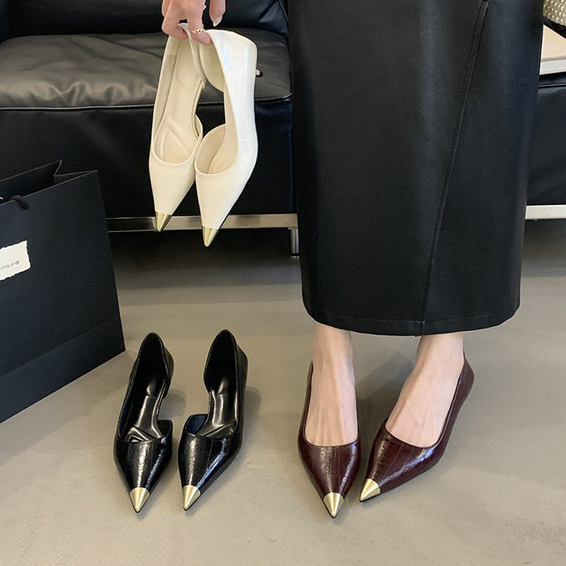 Women's Pumps Stiletto High-grade Design Sense Niche Pointed Side Heels