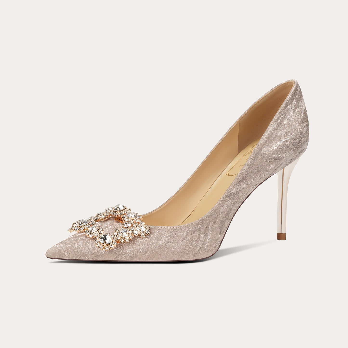 Women's French Style Officiate Bridal High Wedding Dress Square Buckle Rhinestone Women's Fashion Shoes