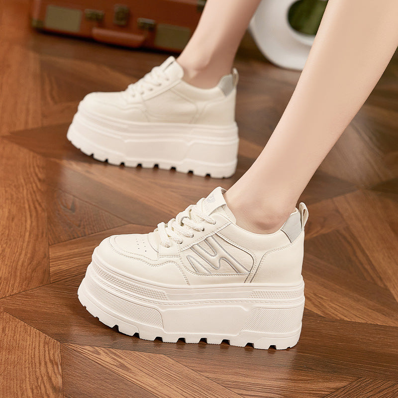 Women's Platform White Spring Hidden Muffin Soft Bottom Not Tired Men's Shoes