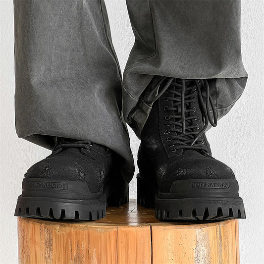 Style Martin Worker Thick Bottom Black Boots