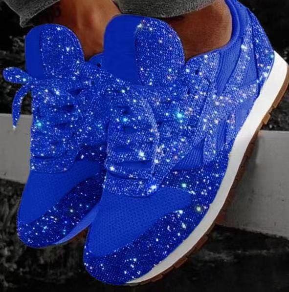 Women's Muffin Sequin Breathable Rhinestone Platform Plus Sneakers