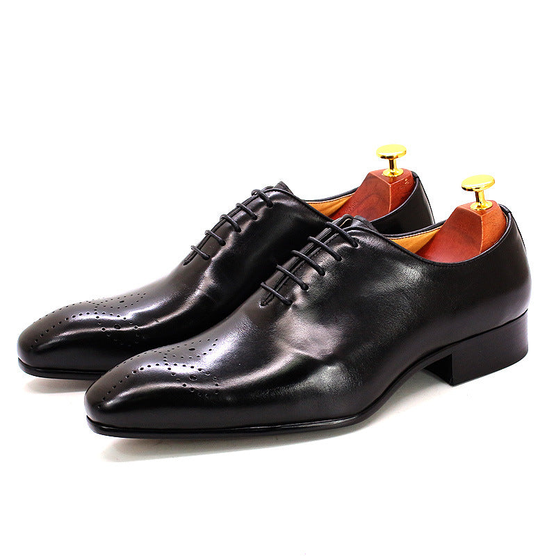 Men's Hand-rub Color Genuine Pointed Toe Business Leather Shoes