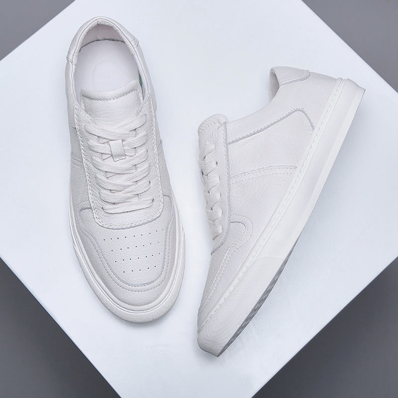 Men's Top Layer Cowhide White Sports Fashion Men's Board Shoes