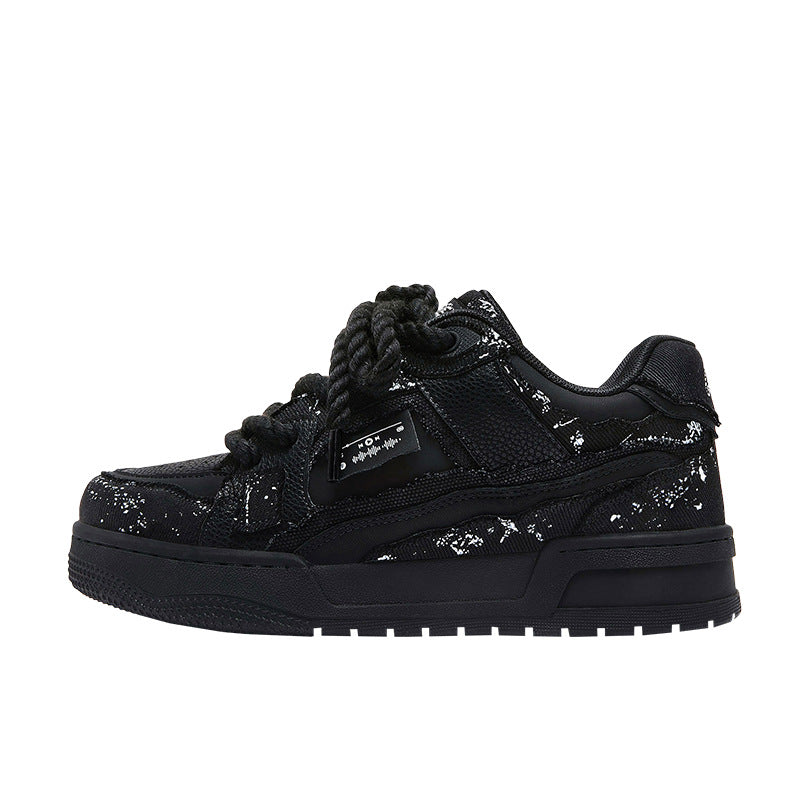 Destruction Aesthetic Series Street Black Hemp Rope Bread Couple Men's Board Shoes