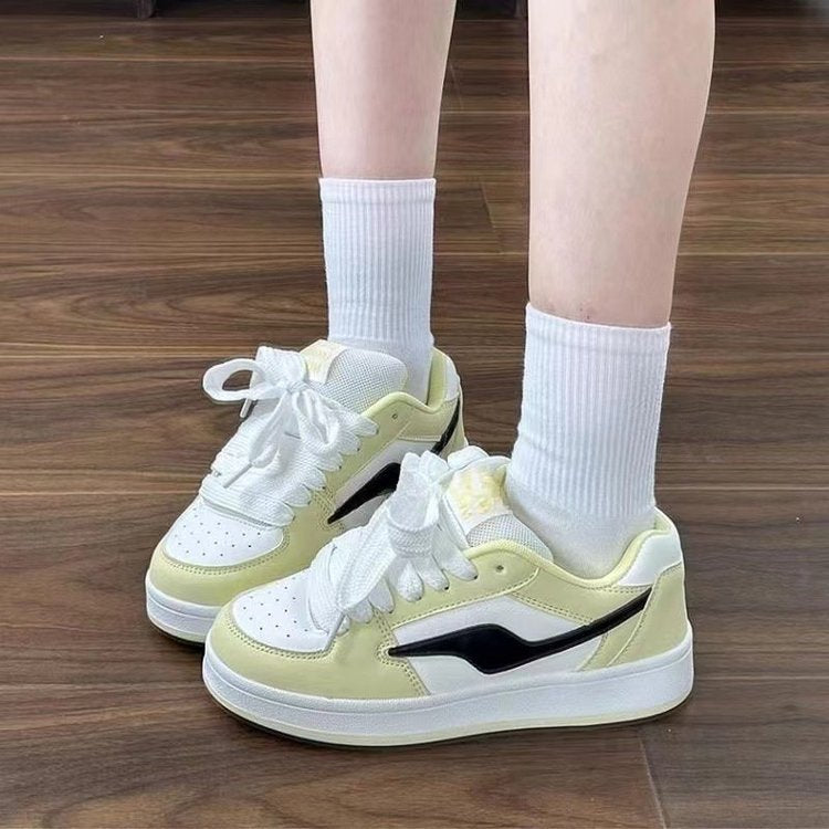 Female Light Yellow National Fashion Niche Bread Casual Shoes