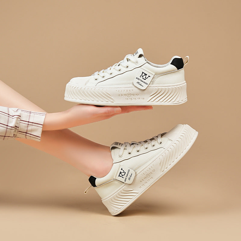 Autumn Biscuit Shape Genuine Sports White Casual Shoes