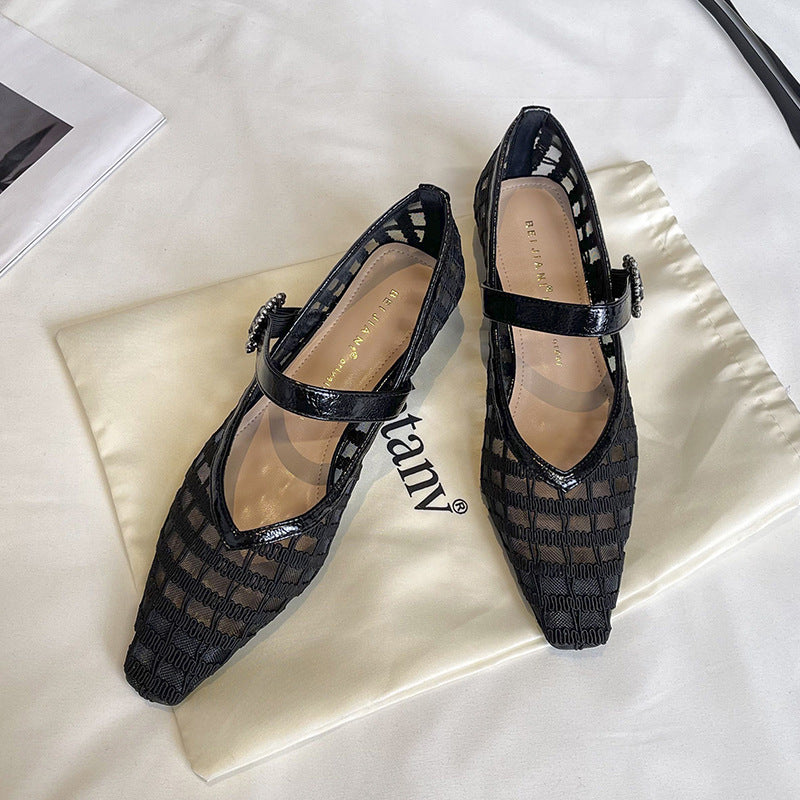 Women's Jane Wedge Small Square Toe Flat Women's Shoes