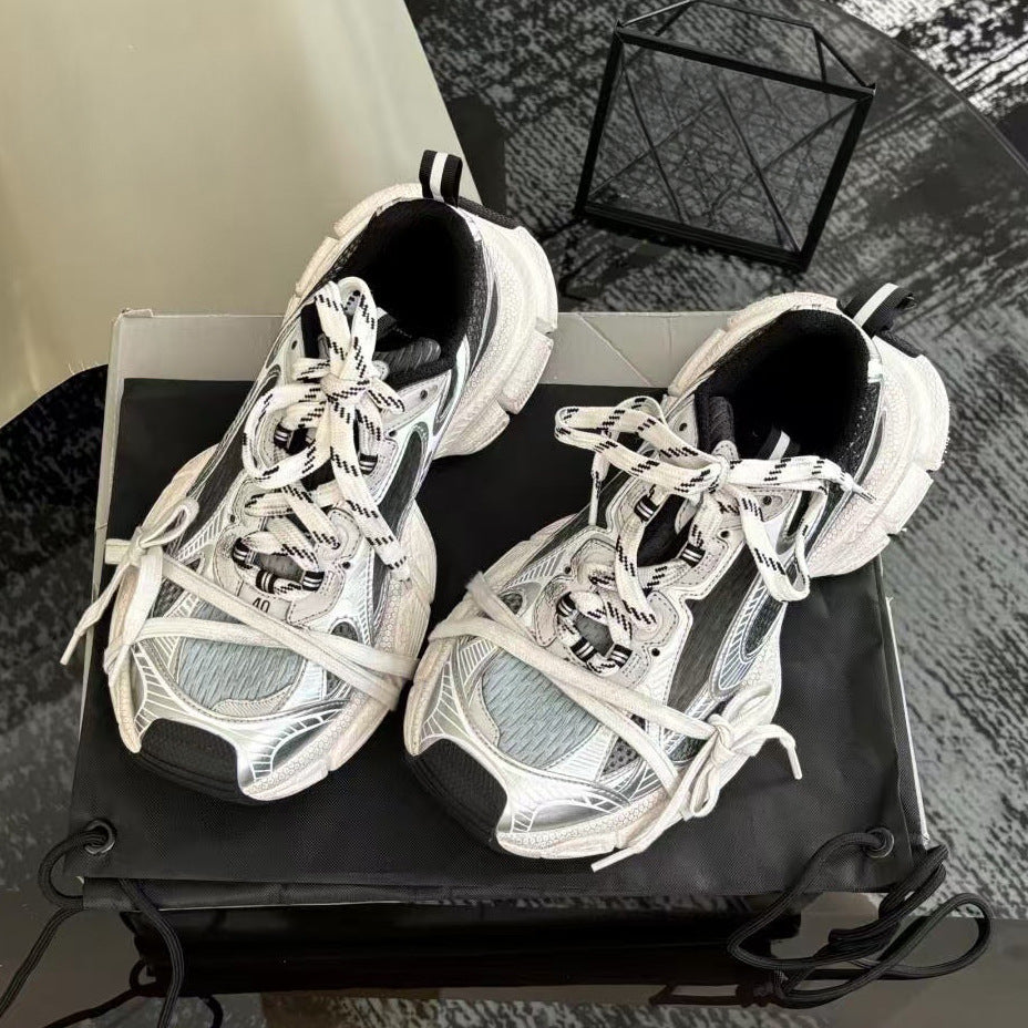 Women's & Men's Paris Black White Dad Ninth Generation Platform Height Sneakers