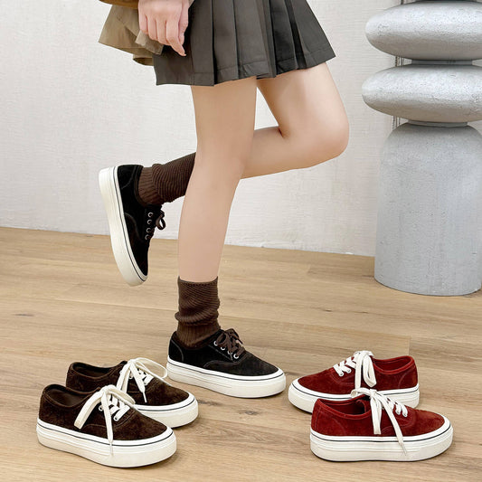 Women's Biscuit Shape Soft Bottom Wild First Layer Cowhide Sports Women's Casual Shoes