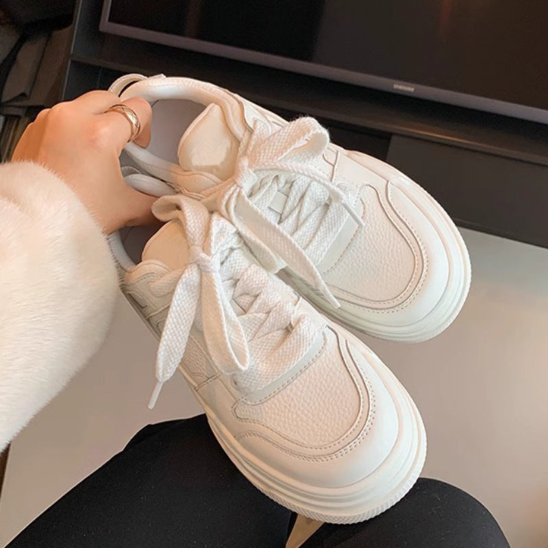 Women's Up Thick Bottom Heightened Platform White Casual Shoes