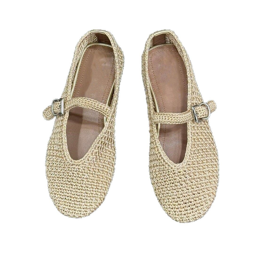 Women's Style Niche Woven Breathable Mary Jane Flat Linen Men's Shoes