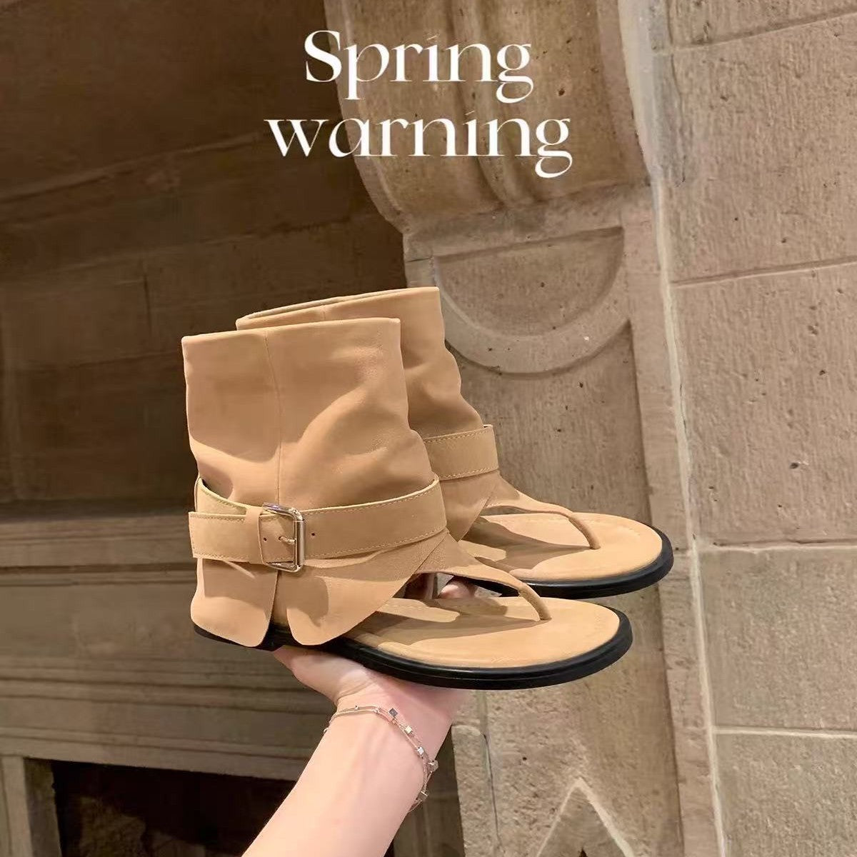 Women's Version Height Increasing Insole Retro Belt Boots