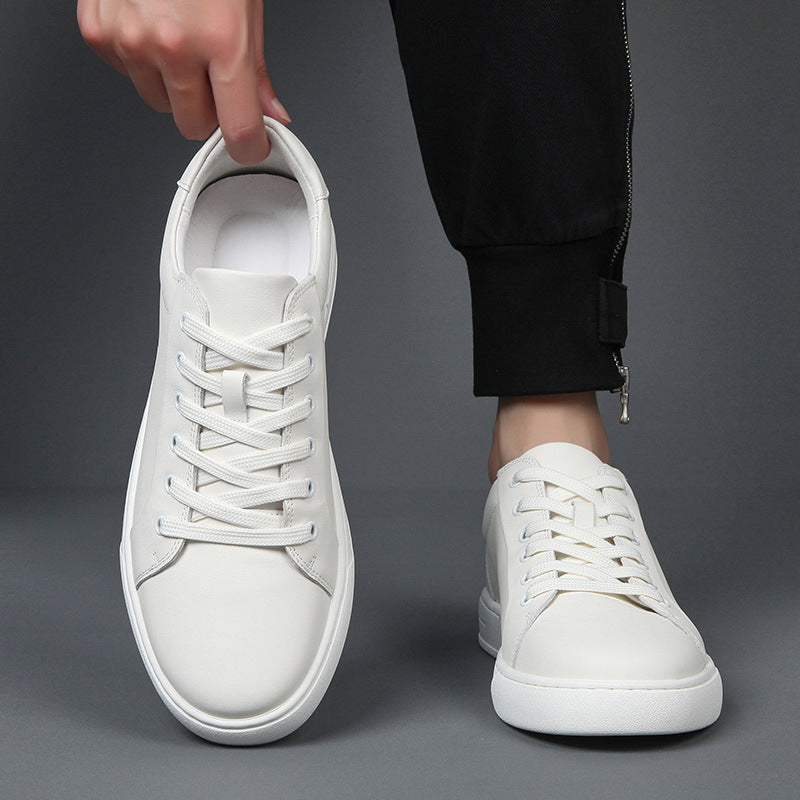 Men's Trendy Genuine Sports Platform White Sneakers