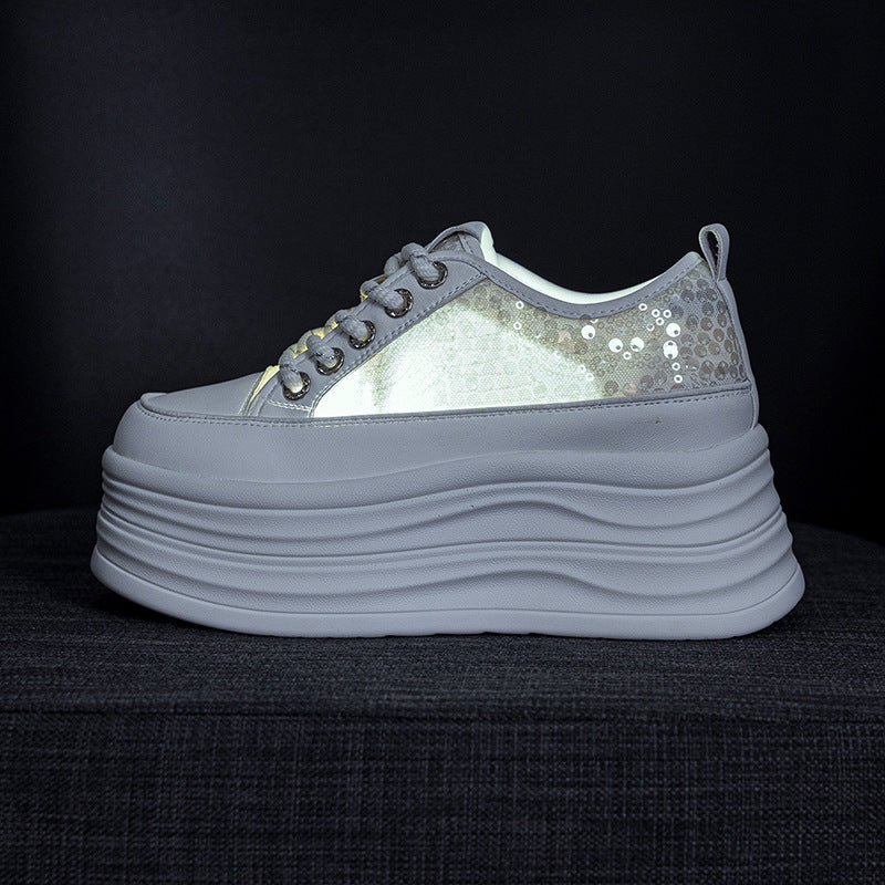 Women's Hidden White Summer Fashion Thick-soled Sequined Men's Shoes