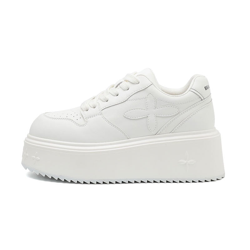 Women's Bottom Round Toe White Spring Muffin Elevator Wild High Heels